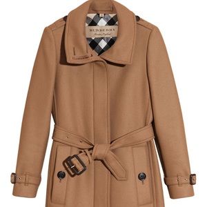 Authentic Burbbery Wool Trench Coat in Camel